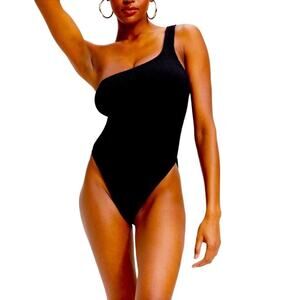 NWT Good American Good Compression Hot Shoulder One-Piece Black Size 7 (XXXXL)